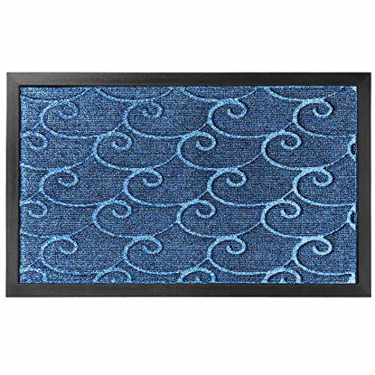 Picture of Gorilla Grip Durable Natural Rubber Door Mat, Waterproof, 23x35, Low Profile, Heavy Duty Welcome Doormat for Indoor and Outdoor, Easy Clean, Rug Mats for Entry, Patio, Busy Areas, Ocean Blue Waves