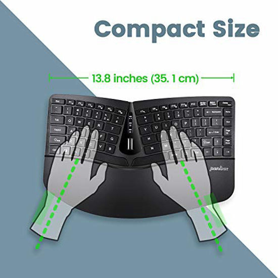 Picture of Perixx PERIDUO-606 Wireless Mini Ergonomic Keyboard with Portable Vertical Mouse - Adjustable Palm Rest Stand - Membrane Low Profile Keys - US English, Black (11660)