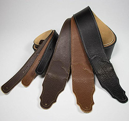 Picture of Franklin Strap Original Natural Glove Leather with Suede Backing Guitar Strap (2.5'', Chocolate/Gold Stitching)