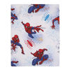 Picture of Marvel Spiderman Wall Crawler Red, White, and Blue Spider Webs 4 Piece Toddler Bed Set - Comforter, Fitted Bottom Sheet, Flat Top Sheet, and Reversible Pillowcase