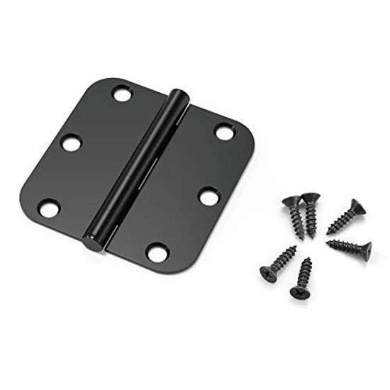 Picture of KNOBWELL 30 Pack Matte Black Door Hinges, 3.5" X 3.5" with 5/8" Radius in Black - Interior Door Hinges