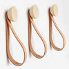 Picture of Round Beech Wood Wall Mounted Coat Hook/Hanger With Leather Strap (Set of 3 - ø1.9 Inch)