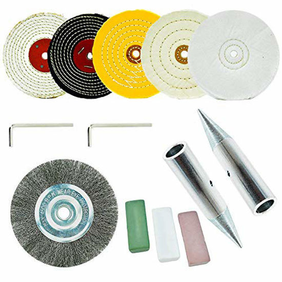 6 Metal Buffing Wheel Kit for Bench Grinder Stainless Steel, Aluminum and  Iron