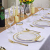 Picture of I00000 102 Pieces Gold Plastic Plates, White Party Plates, Premium Heavyweight Disposable Wedding Plates Includes: 51 Dinner Plates 10.25 Inch and 51 Salad/Dessert Plates 7.5 Inch For Christmas