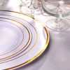 Picture of I00000 102 Pieces Gold Plastic Plates, White Party Plates, Premium Heavyweight Disposable Wedding Plates Includes: 51 Dinner Plates 10.25 Inch and 51 Salad/Dessert Plates 7.5 Inch For Christmas