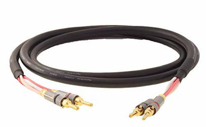 Picture of Blue Jeans Cable Canare 4S11 Speaker Cable, with Ultrasonically-Welded Conventional (Non-Bi-Wire) Terminations, (One Cable - for one Speaker); Assembled in The USA (8 Foot, Bananas to Bananas, Black)
