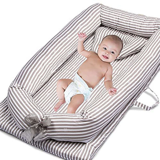 Baby Lounger Baby Nest for Co Sleeping Portable Ultra Soft Breathable  Newborn Lounger Nest with Pillow, Infant Bassinet Crib Mattress Co Sleeper  for