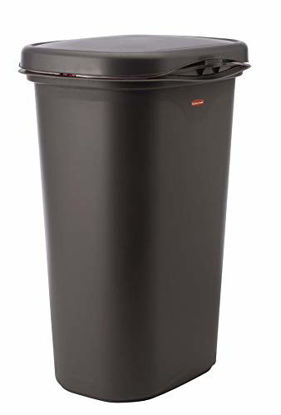 Picture of Rubbermaid Spring Top Kitchen Bathroom Trash Can with Lid, 13 Gallon Gray Plastic Garbage Bin, 49.2-liter