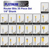 Picture of Platinumedge Router Bits 35 Piece Set, 1/4" Shank Tungsten Carbide Tips, Aluminum Carry Storage Case