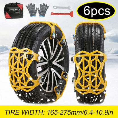 Picture of soyond Snow Chains Car Anti Slip Snow Tire Chains Adjustable Anti-Skid Chains Car Tire Snow Chains for Car/SUV/Trucks-Set of 6 Width 165-275mm/6.4-10.9''