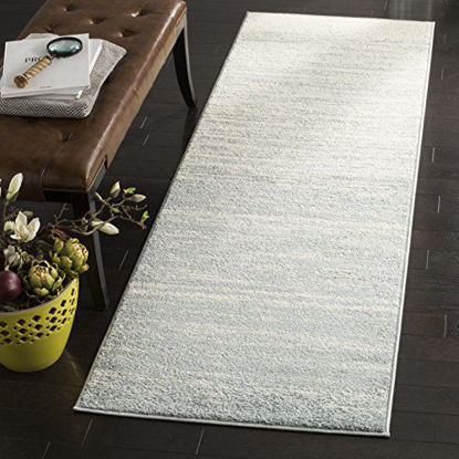 Picture of SAFAVIEH Adirondack Collection ADR113T Modern Ombre Non-Shedding Living Room Entryway Foyer Hallway Bedroom Runner, 2'6" x 10' , Slate / Cream