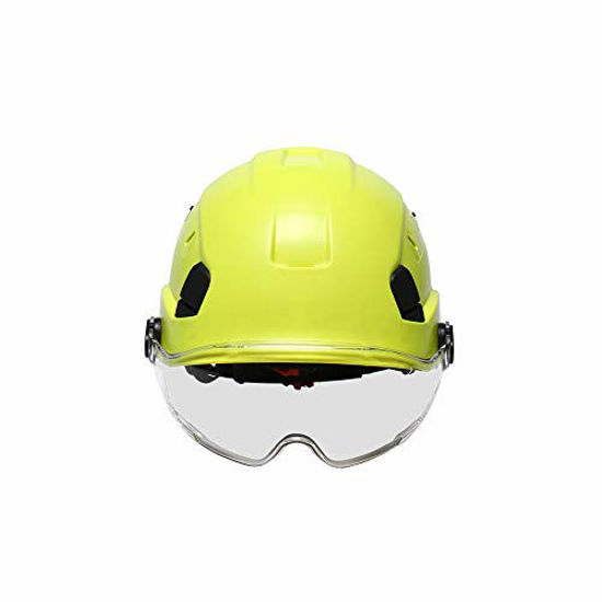 Picture of SMASYS Safety Hard Hat ABS Helmet Adjustable with Visor 6-Point Suspension Perfect for Construction and Climbing (Green,Clear Visor)