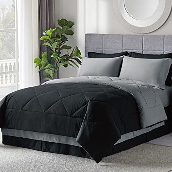  Bedsure Queen Comforter Set - 7 Pieces Reversible Comforters  Queen Size Bed Set Bed in a Bag with Comforter, Sheets, Pillowcases &  Shams, Grey Bedding Sets : Home & Kitchen