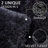 Picture of Yusoki Black Queen Thick Faux Fur Winter Blanket,2 Layers,90"x90" Without Pillows Big Soft Plush Fuzzy Weighted Heavy Large Warm Fluffy Throw Blanket for Bed