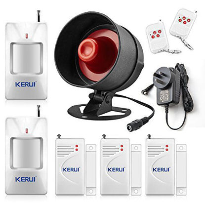 Picture of KERUI Upgraded Standalone Home Office Shop Security Alarm System Kit,Wireless Loud Indoor/Outdoor Weatherproof Siren Horn with Remote Control and Door Contact Sensor,Motion Sensor,Up to 115db