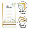 Picture of Super Star Quality Clear Acrylic 2 Sided Frames with 3MM Gold Borders and Vertical Stand (Pack of 12) | Ideal for Wedding Table Number, Double Sided Sign, Clear Photos, Menu Holders