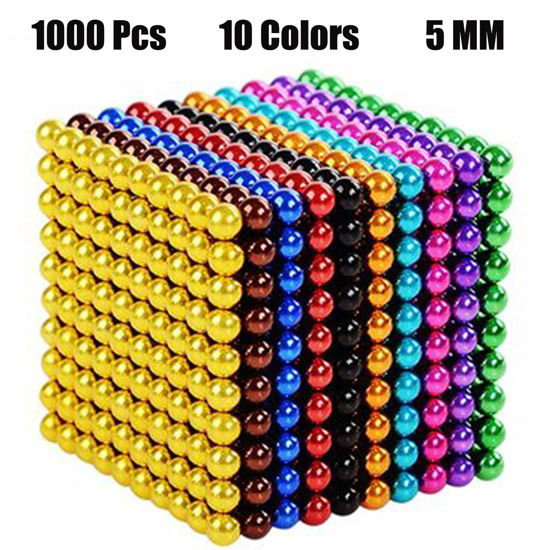 Picture of LOVEYIKOAI Large Upgraded 5MM 1000PCS 10 Colors Colorful Magnets Toys Building Blocks Magnetic Fidget Blocks Toys Office Desk Stress Relief Toys for Adults (10 Colors)