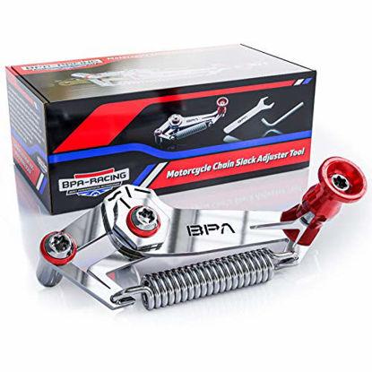 Picture of BPA-RACING Motorcycle Chain Slack Adjuster Tool - Innovative Chain Tensioning Tool for Easy, Quick & Precise Chain Slack Adjustment- Slack Setter Tool (Red)