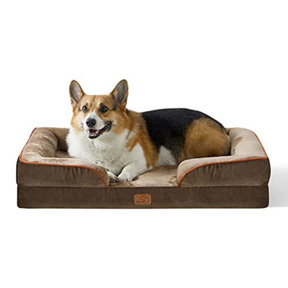 Picture of Bedsure Large Orthopedic Dog Bed for Large Dogs - Big Waterproof Dog Bed Medium, Foam Sofa with Removable Washable Cover, Waterproof Lining and Nonskid Bottom Couch, Pet Bed, Brown