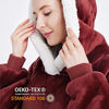 Picture of Bedsure Oversized Blanket Hoodie - Long-length Wearable Hooded Blanket Sweatshirt with Side Split, Belt and Big Hood, Giant Warm Sherpa Sweater Blanket Jacket, Burgundy