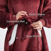 Picture of Bedsure Oversized Blanket Hoodie - Long-length Wearable Hooded Blanket Sweatshirt with Side Split, Belt and Big Hood, Giant Warm Sherpa Sweater Blanket Jacket, Burgundy