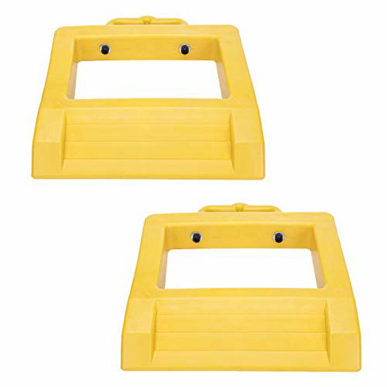 Picture of Homeon Wheels Pallet Truck Chock Heavy Duty Pallet Jack Stopper 14.2" Length x 11.6" Width x 2" Height 2 Pack(Yellow)