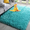 Picture of PAGISOFE Blue Fluffy Shag Area Rugs for Bedroom 5x7, Soft Fuzzy Shaggy Rugs for Living Room Carpet Nursery Floor Girls Dorm Room Rug