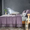 Picture of JELLYMONI Purple 100% Washed Cotton Duvet Cover Set, 3 Pieces Luxury Soft Bedding Set with Buttons Closure. Solid Color Pattern Duvet Cover King Size(No Comforter)