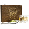 Picture of Tequila Shot Glass Sugar Skull Wooden Box Set for Men and Women - 4 Premium Shot Glasses, Garnish Knife, Lime Cutting Stone, Salt Tin, Perfect for Themed Parties and Holiday Gifts