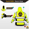 Picture of KwikSafety (Charlotte, NC) SAGE Safety Jacket (PREMIUM QUILTED Stitching) Class 3 Hi Visibility Water Resistant ANSI OSHA High Vis Reflective Hoodie Winter Construction Gear Men | Yellow Medium