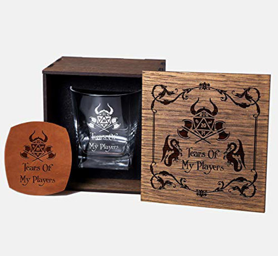 Picture of dungeons and dragons Personalized whiskey gift set in wood box, Tears of My Players, dungeons and dragons Master gift, D&D gift