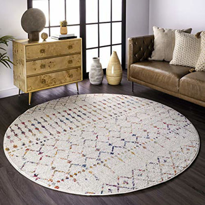 Picture of nuLOOM Moroccan Blythe Area Rug, 6' Round, Light Multi