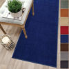 Picture of Custom Size Blue Solid Plain Rubber Backed Non-Slip Hallway Stair Runner Rug Carpet 22 inch Wide Choose Your Length 22in X 12ft