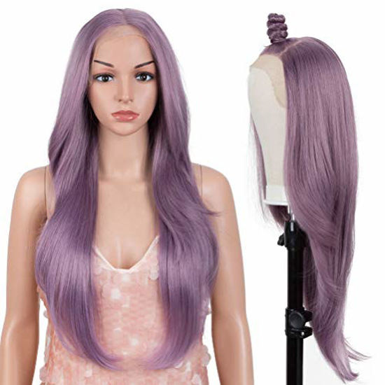 Picture of Style Icon Easy-360 Lace Wigs 28" Free Part Lace Frontal Wigs Purple Synthetic Wig (28", QTASHPU)