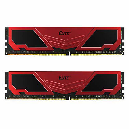 Picture of TEAMGROUP Elite Plus DDR4 16GB Kit (2x8GB) 2400MHz PC4-19200 CL16 Unbuffered Non-ECC 1.2V U-DIMM 288 Pin PC Computer Desktop Memory Module Ram Upgrade - Red & Black - TPRD416G2400HC16DC01