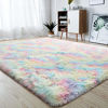 Picture of junovo Soft Rainbow Area Rugs for Girls Room, Fluffy Colorful Rugs Cute Floor Carpets Shaggy Playing Mat for Kids Baby Girls Bedroom Nursery Home Decor, 5 x 8ft