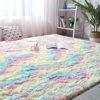 Picture of junovo Soft Rainbow Area Rugs for Girls Room, Fluffy Colorful Rugs Cute Floor Carpets Shaggy Playing Mat for Kids Baby Girls Bedroom Nursery Home Decor, 5 x 8ft