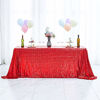 Picture of Hahuho 90x156 inch Rectangular Sequin Tablecloth Red, Glitter Tablecloth for Bridal Shower Decorations, Birthday, Wedding, Dessert, Banquet90x156 Inch, Red