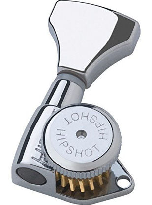 Picture of Hipshot 6GLO Grip-Lock Locking Guitar Tuning Machines 3+3 - Universal Mounting Plate UMP included - Chrome