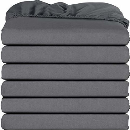 Picture of Utopia Bedding King Fitted Sheets - Bulk Pack of 6 Bottom Sheets - Soft Brushed Microfiber - Deep Pockets - Shrinkage & Fade Resistant - Easy Care (Grey)