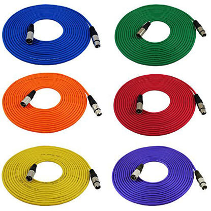 Picture of GLS Audio 25ft Mic Cable Cords - XLR Male to XLR Female Colored Cables - 25' Balanced Mike Cord - 6 Pack