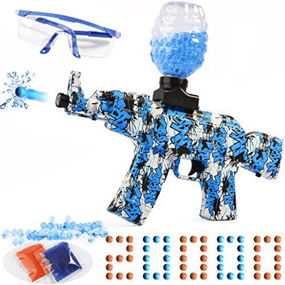 Picture of Electric with Gel Ball Blaster, AKM-47 Eco-Friendly Splatter Ball Blaster Automatic, with 20000+ Water Beads and Goggles, for Outdoor Activities - Shooting Team Game, Ages 12+, Blue