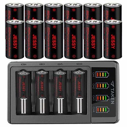 Taken CR123A Lithium Battery 12 Pack 3.7V 123 Batteries 800mAh High Power  Rechargeable Batteries, 10 Years Shelf Life for Arlo Cameras Security