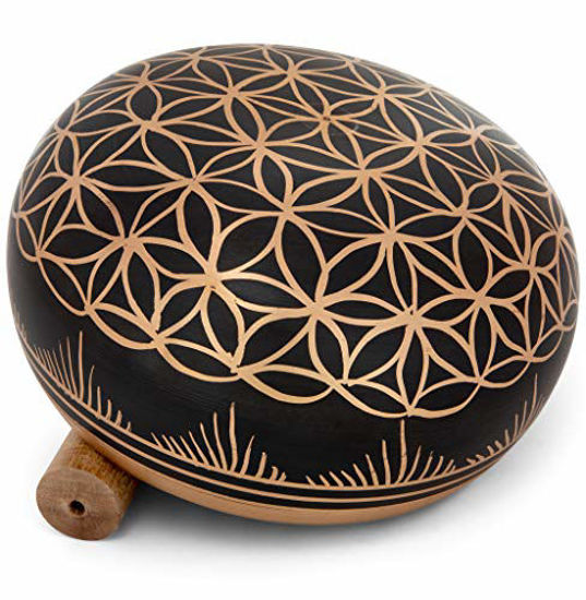 Picture of Meditative 6 inch Flower of Life Design Singing Bowl with Mallet and Cushion. Tibetan Sound Bowls for Energy Healing, Mindfulness, Grounding, Zen, Meditation, Feng Shui Meditation Bowl