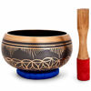 Picture of Meditative 6 inch Flower of Life Design Singing Bowl with Mallet and Cushion. Tibetan Sound Bowls for Energy Healing, Mindfulness, Grounding, Zen, Meditation, Feng Shui Meditation Bowl