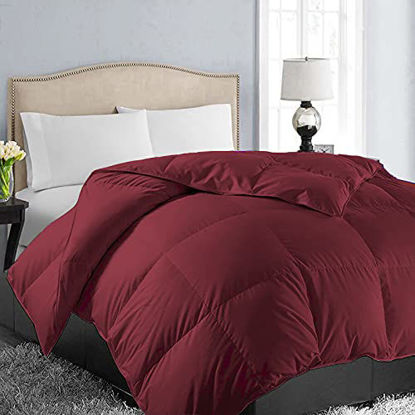 Picture of EASELAND All Season Soft Quilted Down Alternative Comforter Reversible Duvet Insert with Corner Tabs,Winter Summer Warm Fluffy,Queen,Burgandy,88x88 inches