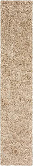 Picture of Unique Loom Solo Solid Shag Collection Area Modern Plush Rug Lush & Soft, 2 ft 6 x 13 ft 0, Taupe