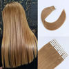 Picture of Sixstarhair Strawberry Blonde Tape in Hair Extensions 20 Pieces Remy Human Hair Extensions Double Side Tape Attached Invisible Hair Extensions [Color 27 Strawberry Blonde 18inch]