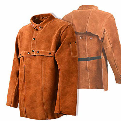 Picture of Leaseek Leather Welding Jacket - Heavy Duty Welding Apron with Sleeve (Large)