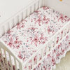 Picture of Brandream Girls Nursery Bedding Pink Floral Crib Bedding Set 3 Piece Farmhouse Baby Blanket Set, 3 Piece